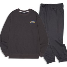 듀아크 남성용 배색 오발 스몰로고 멀티웨어 스웻셔츠 조거팬츠 셋업 세트