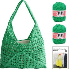 OliO yarna DIY 모티브 호보백 OliO실 2p + 인쇄도안 세트 S, 745 그린