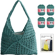 OliO yarna DIY패키지 모티브 호보백 L OliO실 4p + 인쇄도안 세트, 726 민트, 1세트