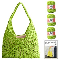 OliO yarna DIY 모티브 호보백 OliO실 3p + 인쇄도안 세트 M, 757 라이트그린, 1세트