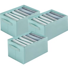 牛津布通風衣服收納箱 7格, 天藍色, 3個