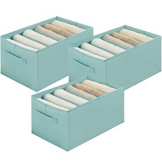 牛津布透氣衣物整理箱 6格, 天空藍, 3個