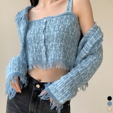 페이퍼먼츠 베이직 수술 패턴 포인트 민소매 + 가디건 세트 06323