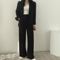 페이퍼먼츠 오피스 정장세트 싱글버튼 자켓 + 와이드 팬츠 06562