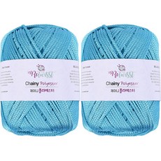 Mamanit Retwist Chainy 聚酯纖維編織線, 113 天藍色, 2個