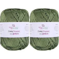 mamaknit Ritwist Chainny聚酯纖維毛線, 119橄欖綠, 2個