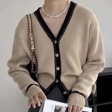 페이퍼먼츠 여성용 바이 스티치 금장 기본 니트 가디건 06044