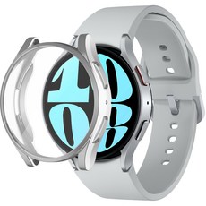 SPACE SHIELD Galaxy Watch 6 相容全包覆保護殼 40mm, 銀色