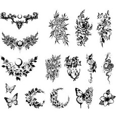 Blue Living 15款紋身刺青貼紙, 單一顏色, 1個