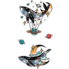 블루리빙 일러스트 타투 스티커 4p, 돌고래, 1개