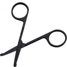 블루리빙 스테인리스 스틸 둥근 코털 가위, 블랙, 1개