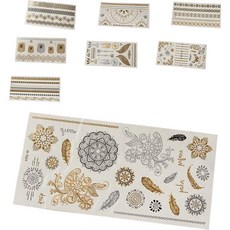 銀色派對系列紋身貼紙 8張組, 混色, 1組