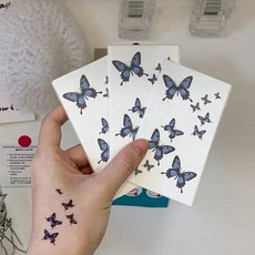 Bada&Mar 藍色蝴蝶海娜紋身貼紙 5 x 12 cm, 混合顏色, 10個