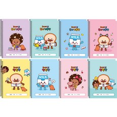 PINKFOOT 麵包理髮廳 閱讀記錄本 ver2 4款 x 2本 + 麵包理髮廳 聯絡簿 ver2 4款 x 2本 套組, 混合色, 1套