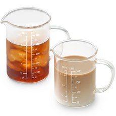 리본제이 유리 비커 계량컵 350ml + 500ml 세트, 1세트