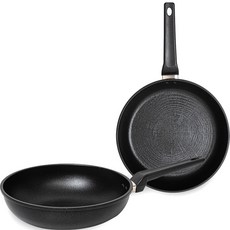QUEEN SENSE IH電磁爐適用Oil Road鍋具組, 黑色, 平底鍋 28cm+炒鍋 28cm, 1組