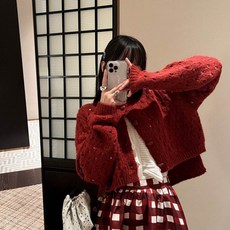 andstyle 女款H6可愛鏤空露臍針織開襟衫 261392