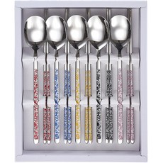 SMF 餐具 Ara 大理石紋陶瓷韓式餐具 5件組, 混合顏色, 湯匙 5p + 筷子 5p, 1套