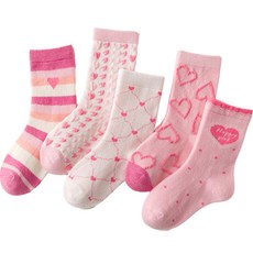 아이뿜 여아용 스윗 핑크 하트 양말 5종 세트 F71