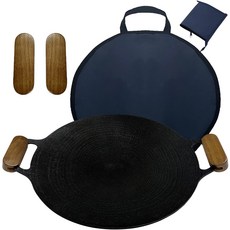 Imagination&Induction&瓦斯用超輕量廚房烤盤+專用原木把手 2入+專用包裝袋 海軍藍組, 30cm, 1組