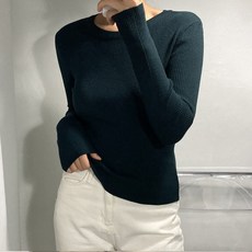 針織女款柔軟彈性羅紋簡約基本款Harae圓領針織衫