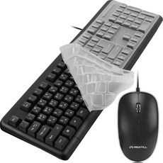 MAXTILL USB有線鍵盤 低噪音滑鼠套組 + 鍵盤膜, MO-MK1000S, 單一顏色, 一般型