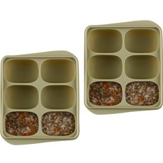 Siligarden 副食品6格方塊分裝盒, 橄欖綠, 2個