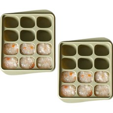 Siligarden 副食品方塊12格保存容器, 橄欖綠, 2個, 240ml