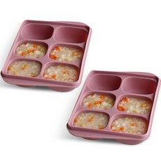 Siligarden 副食品6格方塊分裝盒, 深粉紅色, 2個