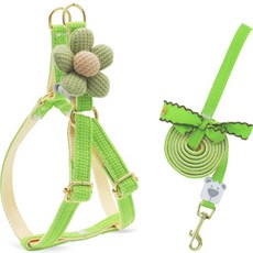 Daysoy Yoreongae My Flower 狗狗胸背帶 + 牽繩套組, 綠色, 1套
