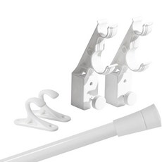 생활백서 못없이 설치하는 안뚫어고리 커튼봉용 2p + 커튼봉 + 후사고리 세트 2개입 10자, 화이트