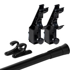 생활백서 못없이 설치하는 안뚫어고리 커튼봉용 2p + 커튼봉 + 후사고리 세트 2개입 10자, 블랙