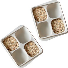 Siligarden 嬰兒副食品4格分裝保存盒, 2個, 淺灰色