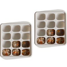 Siligarden 副食品方塊12格保存容器, 淺灰色, 2個, 240ml