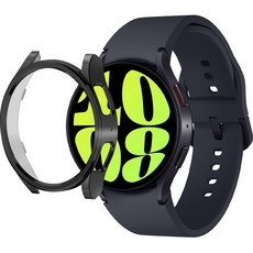 SPACE SHIELD Galaxy Watch 6 相容 亮面邊框防撞保護殼, 黑色