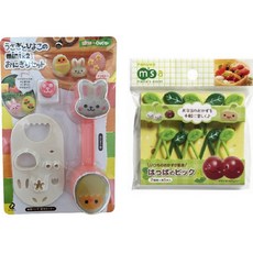 Mimi&O 兔子 & 小雞飯糰模具 + TORUNE 便當裝飾葉子造型籤 10p組合, 混合色, 1套