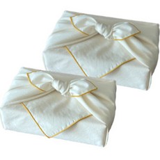 Rmye粗布包袱巾 100cm 2入+橡皮筋 2入組, 芥末（包裝）, 1組