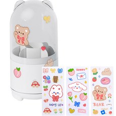 TUCO.B 360度旋轉式多功能筆筒 + DIY裝飾貼紙3入組, 混色, 1套