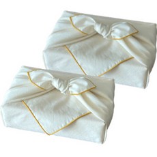 Rmye粗布婚禮禮物包裝答謝禮包巾 75cm*2入+橡皮筋 2入組, 芥末, 1組