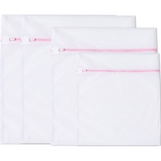 PDS家居 薄款網狀洗衣袋 特大 + 大 + 中 + 小 套組, 粉紅色, 1套