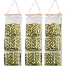 Mabel In Home 布質3層壁掛式收納盒, 3個, 綠色