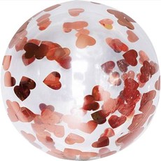 PARTYSHOW 金屬愛心亮片氣球 30入, 玫瑰金, 1個