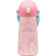 LiLFANT 孩童斜背不鏽鋼保溫水壺, 美樂蒂, 460ml, 1瓶