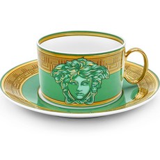 베르사체 메두사 앰플리파이드 커피 컵 앤 소서 로우 세트, 그린, 1세트