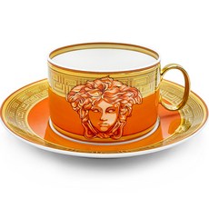 VERSACE 凡賽斯 Medusa Amplified咖啡杯與杯盤組 低杯組, 橘色, 1套