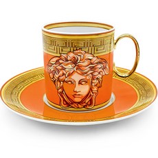 VERSACE 凡賽斯 Medusa Amplified咖啡杯與茶杯碟高杯組, 橘色, 1組