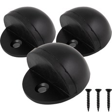 Cholmuldaejang 地板門擋 橢圓半月形 黑色 3入 + 螺絲 3入組, 1套
