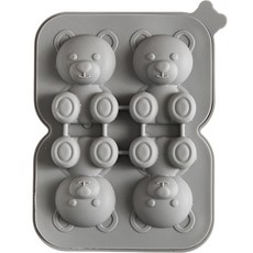 Moda Kitchen 矽膠小熊4格冰塊模具, 灰色