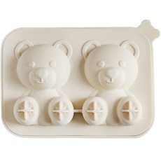 Moda Kitchen 矽膠小熊冰塊模具 2格, 白色