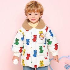 milk mile 童款蠟筆彩色小熊圖案保暖鋪棉外套